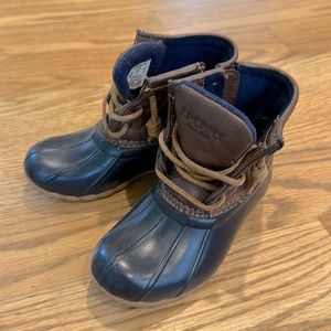 Sperry toddler navy/brown duck boots EUC